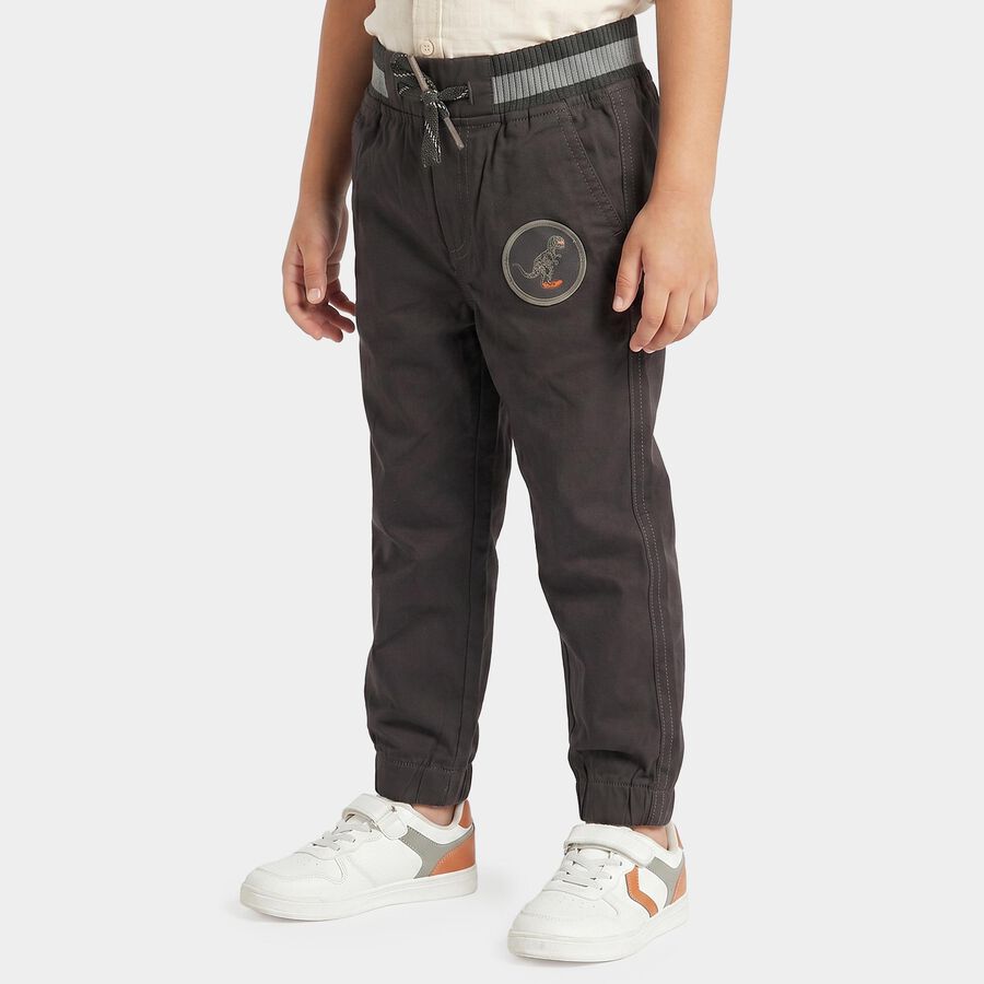 Boys' Charcoal Regular Fit Jogger Trousers, गहरा ग्रे, large