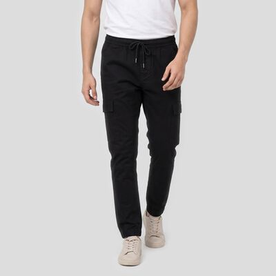 Men's Black Slim Fit Cargo Trousers
