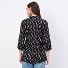 Women's Black Mandarin Collar Printed Sleeveless Kurti, Black, small