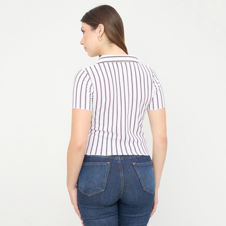 Women's Brown Polo Neck Classic T-Shirt, भूरा, large