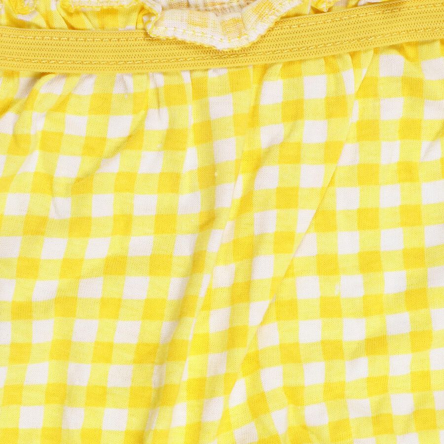 Girls' Bright Yellow Regular Fit Gingham Check Bloomers, पीला, large image number null