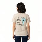 Women Beige Cotton Round Neck Regular T-Shirt, गहरा पीला, small