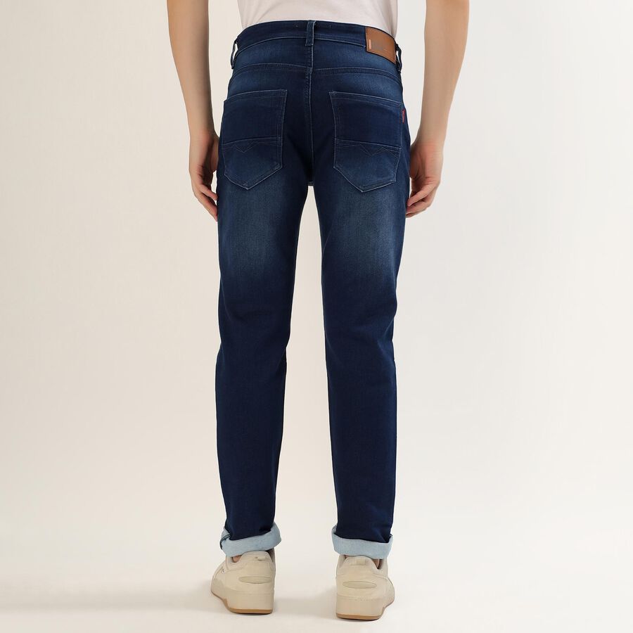 Men's Deep Indigo Slim Fit Faded Jeans, Mid Blue, large