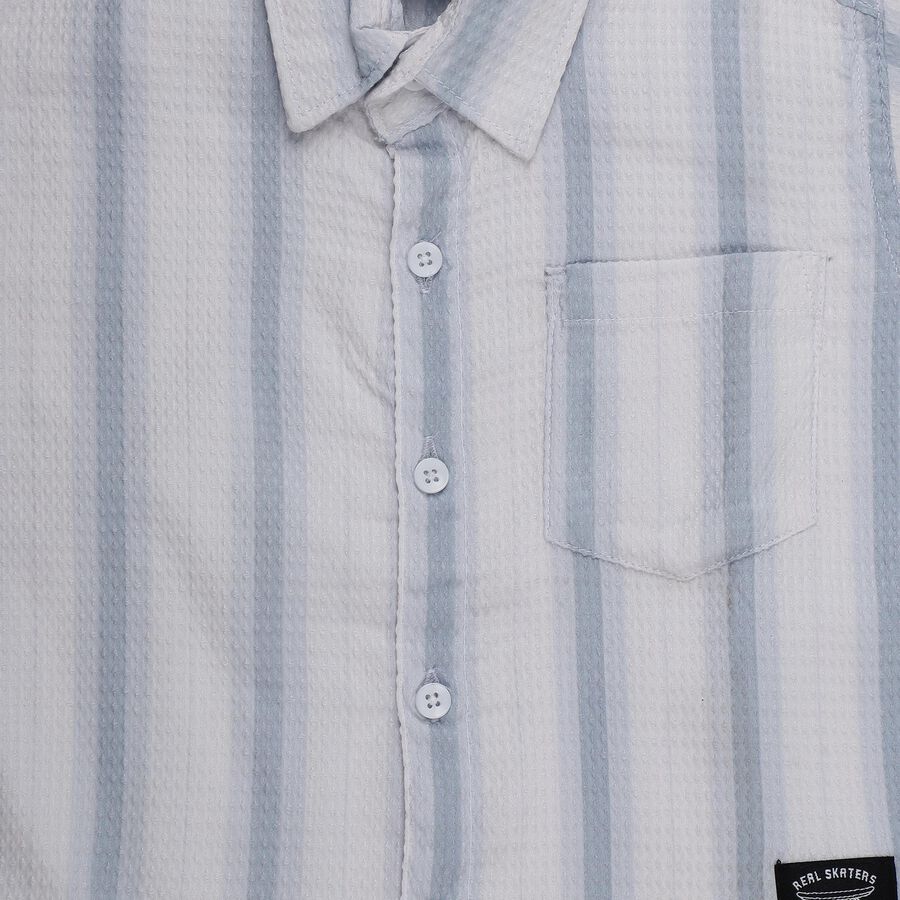 Boys' White Half Sleeve Spread Collar Casual Shirt, White, large