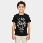Boys Black Round Neck Casual Boys T-Shirt, काला, small
