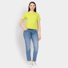 Ladies' 100% Cotton Round Neck T-Shirt, निऑन ग्रीन, small