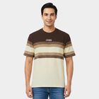 Men's Cream Round Neck Regular T-Shirt, ऑफ व्हाइट, small