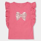 Girls' 100% Cotton T-Shirt, गुलाबी, small