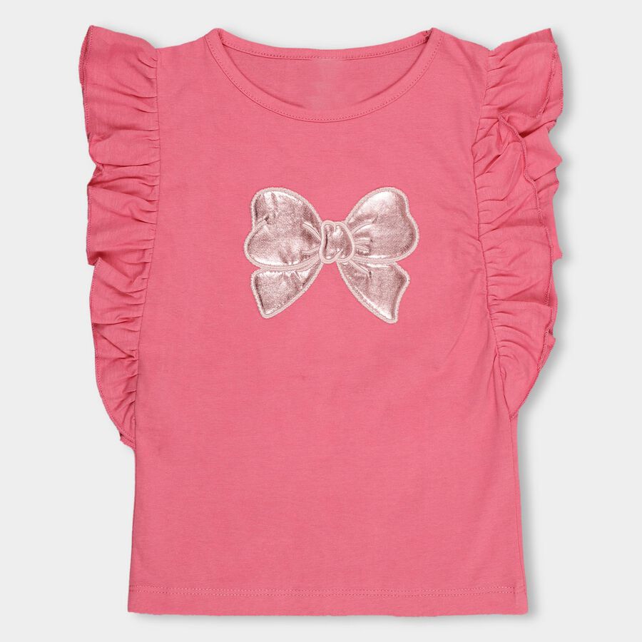 Girls' 100% Cotton T-Shirt, गुलाबी, large