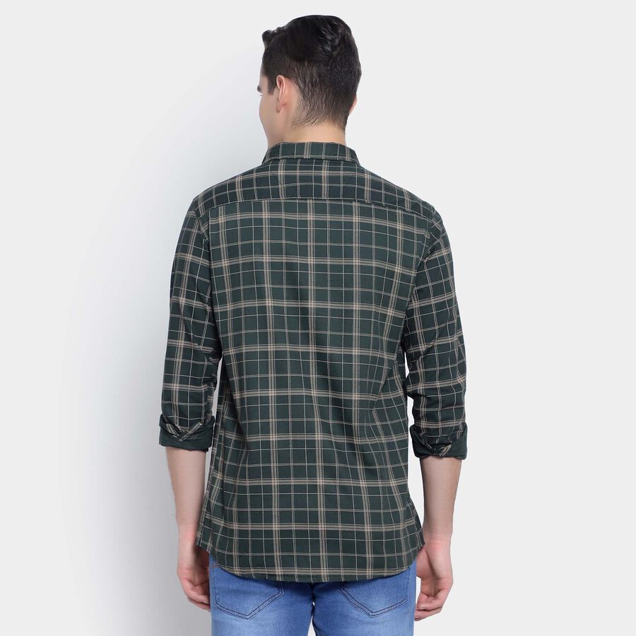 Cotton Checks Casual Shirt, Dark Green, large image number null