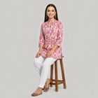 Women's Fuchsia Notch Neck Ikat Printed Kurti, Fuchsia, small