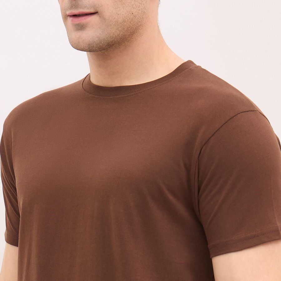Men's Rich Brown Cotton Round Neck T-Shirt, Brown, large image number null