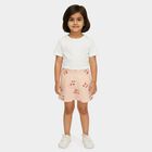 Girls' Light Pink Regular Fit Cherry Printed Shorts, Light Pink, small