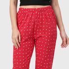 Women's Fuchsia Straight Fit Heart Printed Pyjama, रानी (फ्यूशिया), small