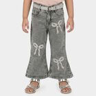 Girls Grey Flared Fit Sequin Applique Jeans, Light Grey, small