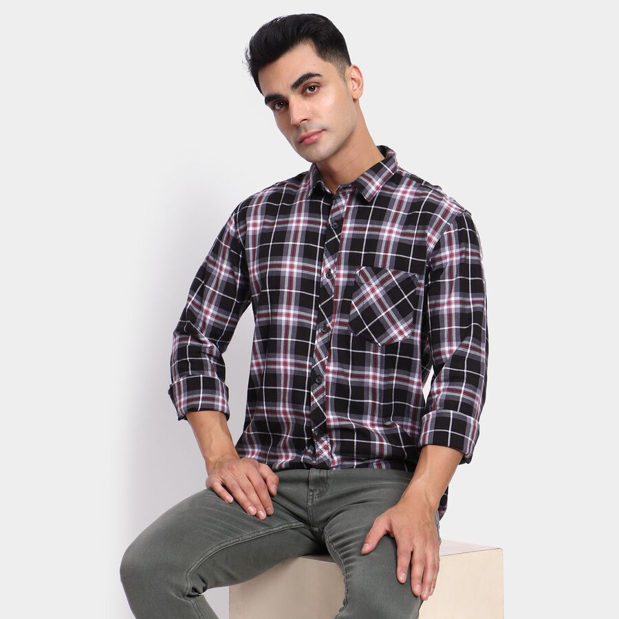 Men's 100% Cotton Casual Shirt, Black, large image number null