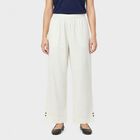 Women's White Regular Fit Solid Palazzos, White, small