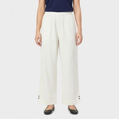 Women's White Regular Fit Solid Palazzos