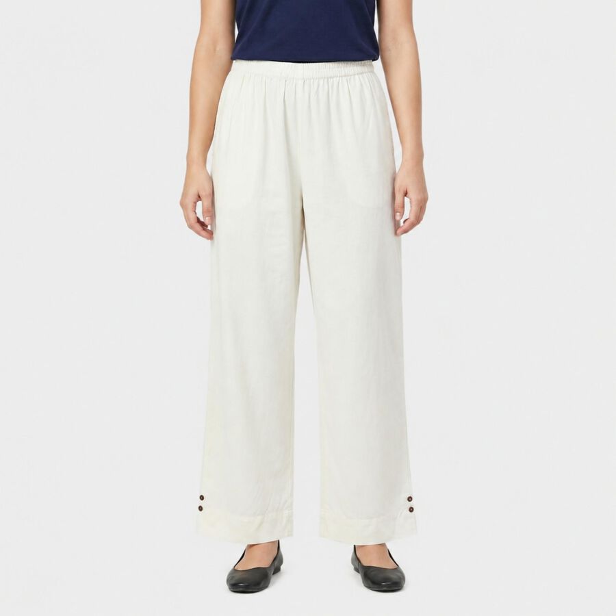 Women's White Regular Fit Solid Palazzos, White, large