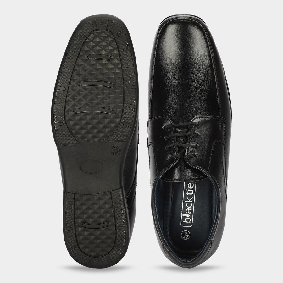 Men's Black Lace-Up Derby Formal Shoes, काला, large