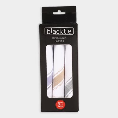 Men's White Cotton Striped Handkerchief Pack