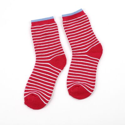 Women's Bright Cherry Red Regular Fit Striped Style Pack of 1 Socks