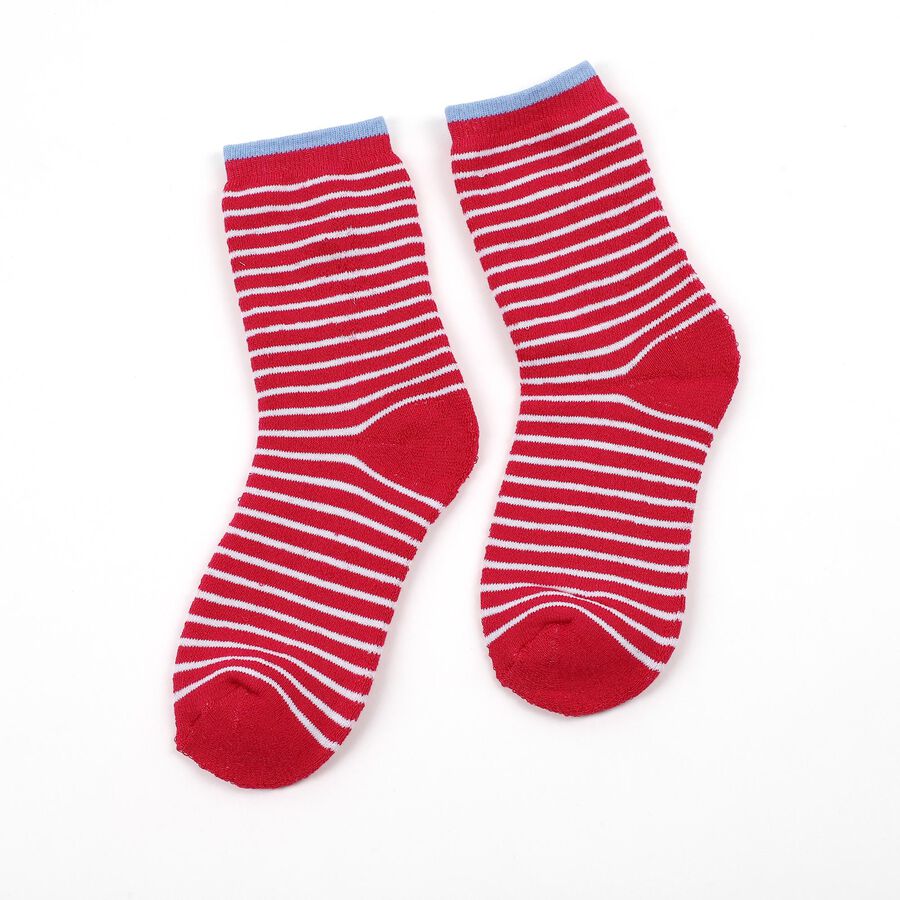Women's Bright Cherry Red Regular Fit Striped Style Pack of 1 Socks, गुलाबी, large