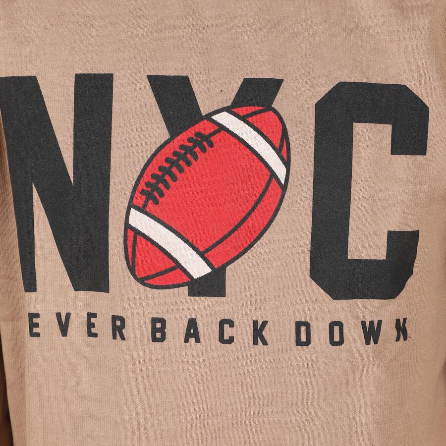 Boys Muted Beige Crew Neck Casual Sweatshirt, गहरा पीला, large image number null