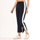 Women's Cotton Blend Relaxed Fit Track Pants, नेवी ब्लू, small