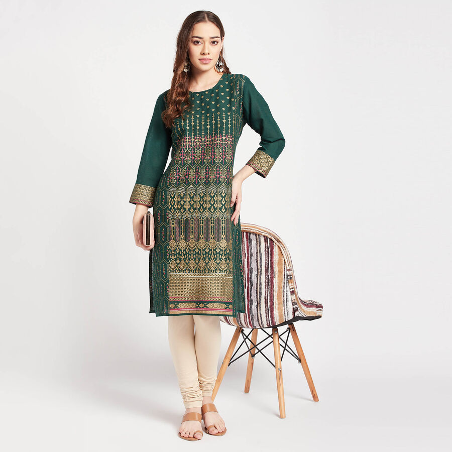 All Over Print Kurta, गहरा हरा, large image number null