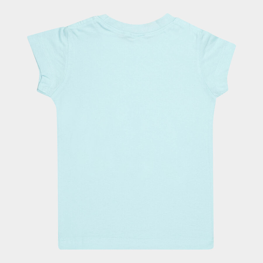 Girls Cotton T-Shirt, Aqua, large image number null