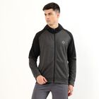 Men's Dark Charcoal Grey and Black Hooded Neck Athletic Fit Sweatshirt, मिश्रित मध्यम ग्रे, small image number null