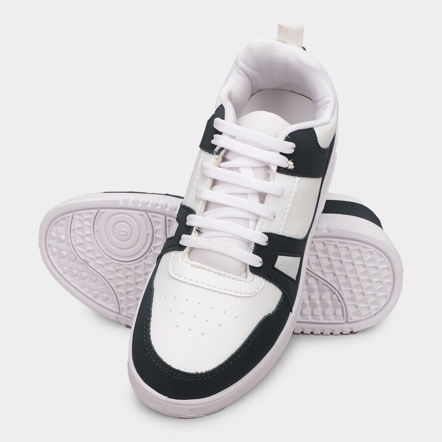 Men's Navy and White Lace-Up Casual Sneakers, Navy Blue, large