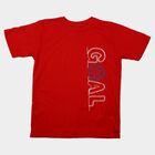 Boys Red Round Neck Regular Boys T-Shirt, लाल, small