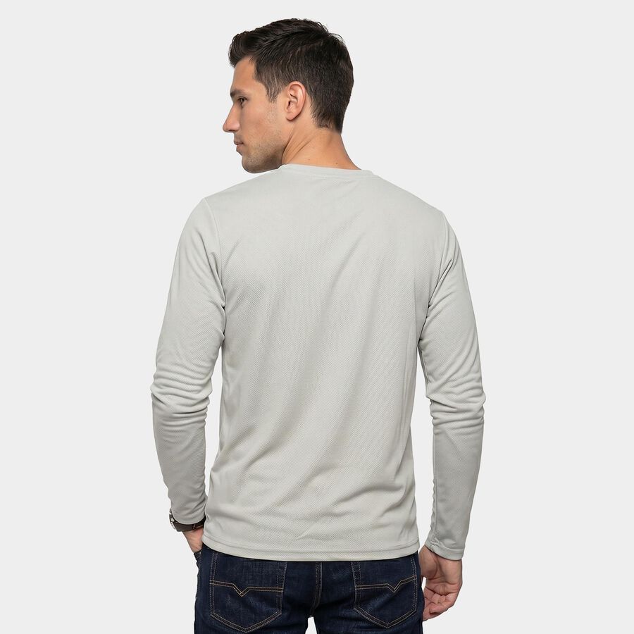 Men's Grey Round Neck Regular T-Shirt, हल्का ग्रे, large