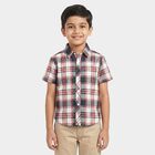 Boys Red Checked Casual Shirt, लाल, small