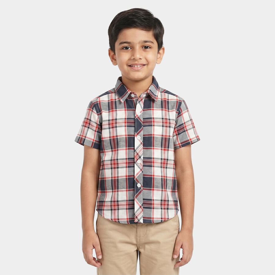 Boys Red Checked Casual Shirt, लाल, large