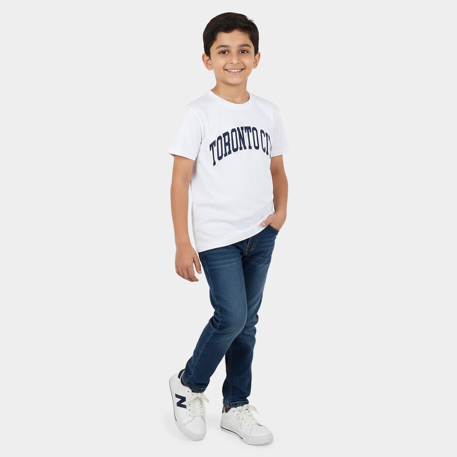 Boys' Half Sleeves T-Shirt, ऑफ व्हाइट, large