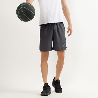 Men's Charcoal Grey Regular Fit Placement Printed Bermuda Shorts
