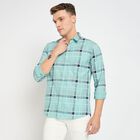Men's 100% Cotton Casual Shirt, एक्वा, small image number null