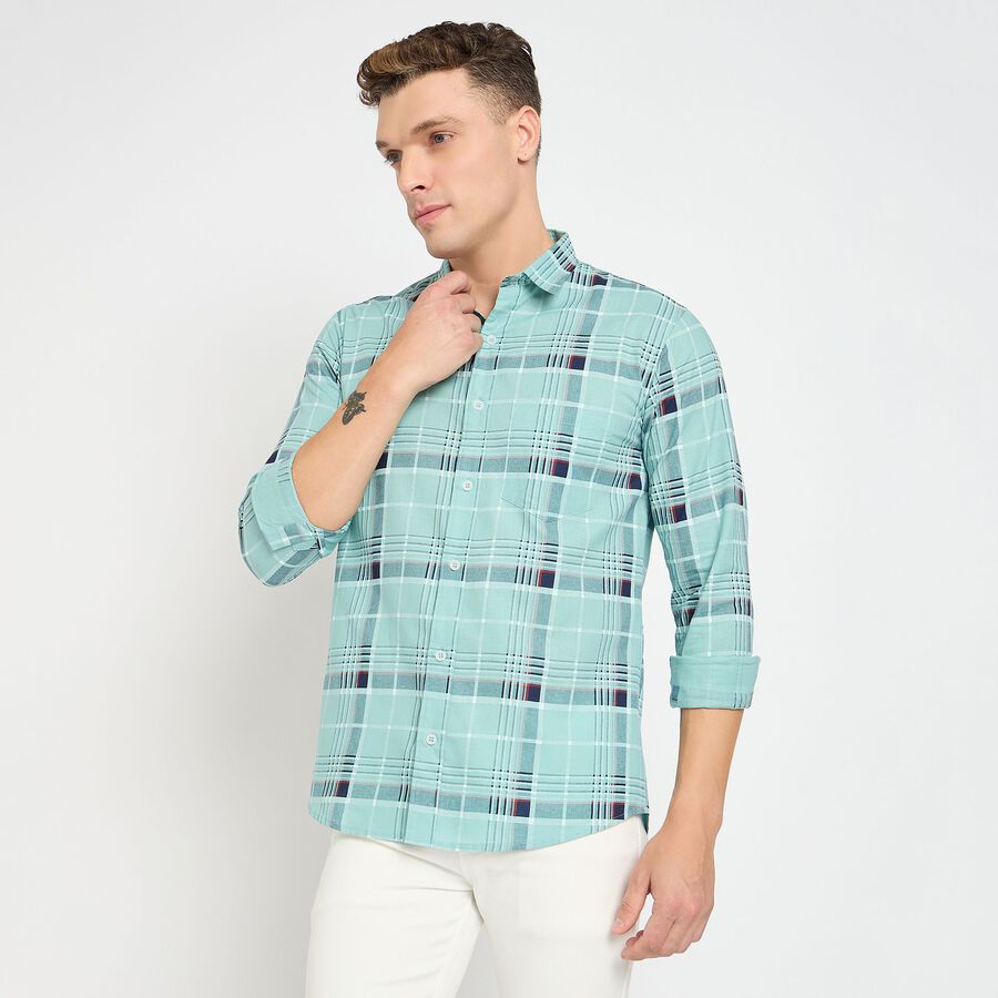 Men's 100% Cotton Casual Shirt, एक्वा, large image number null