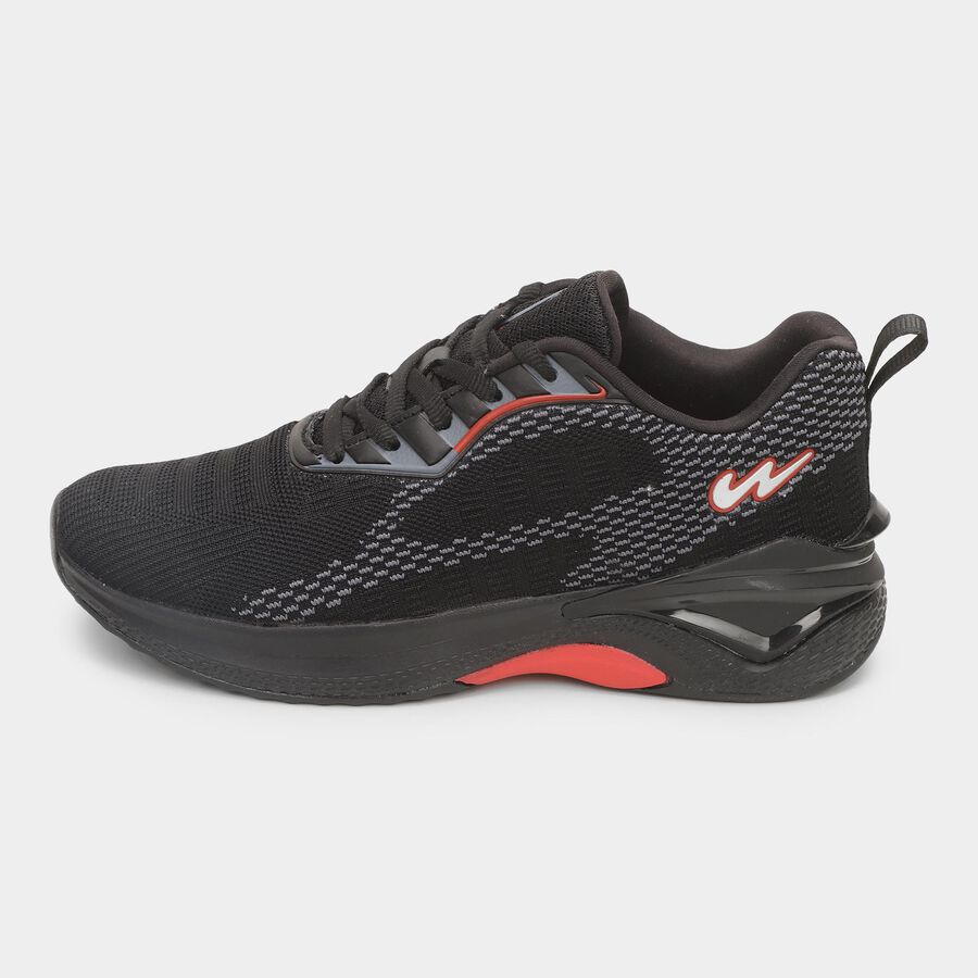 Men's Jet Black Lace-Up Sports Shoes, Black, large image number null