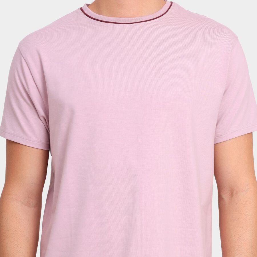 Men's Round Neck Half Sleeves T-Shirt, गुलाबी, large image number null