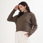 Women's Muted Beige Crew Neck Casual Pullover, गहरा पीला, small image number null