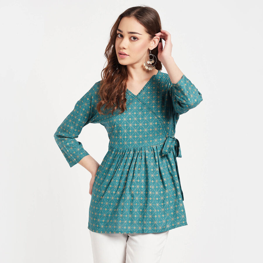 All Over Print Kurti, गहरा हरा, large image number null