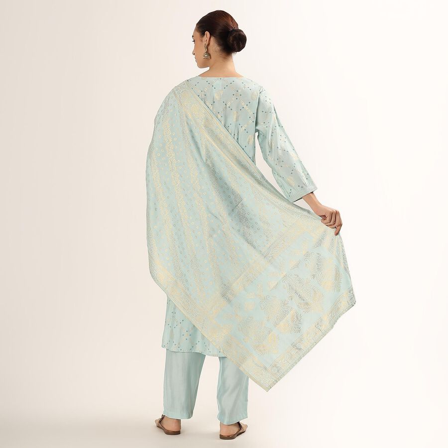 Women's Light Aqua Blue Printed Ethnic Set, एक्वा, large image number null