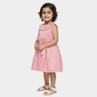 Girls' Soft Pink Floral Embellished Sleeveless Party Frock, Pink, small image number null