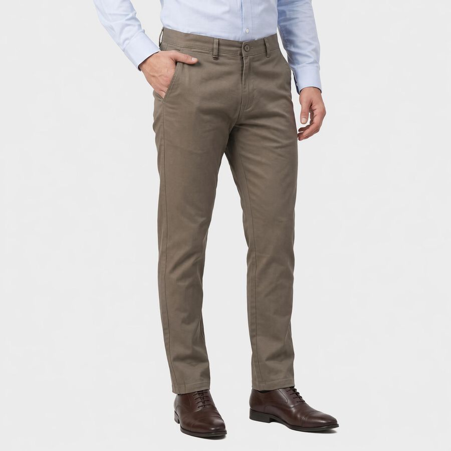 Men's Grey Slim Fit Chino Trousers, हल्का ग्रे, large
