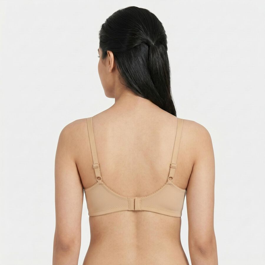 Women's Beige T-Shirt Padded Wired Bra, गहरा पीला, large