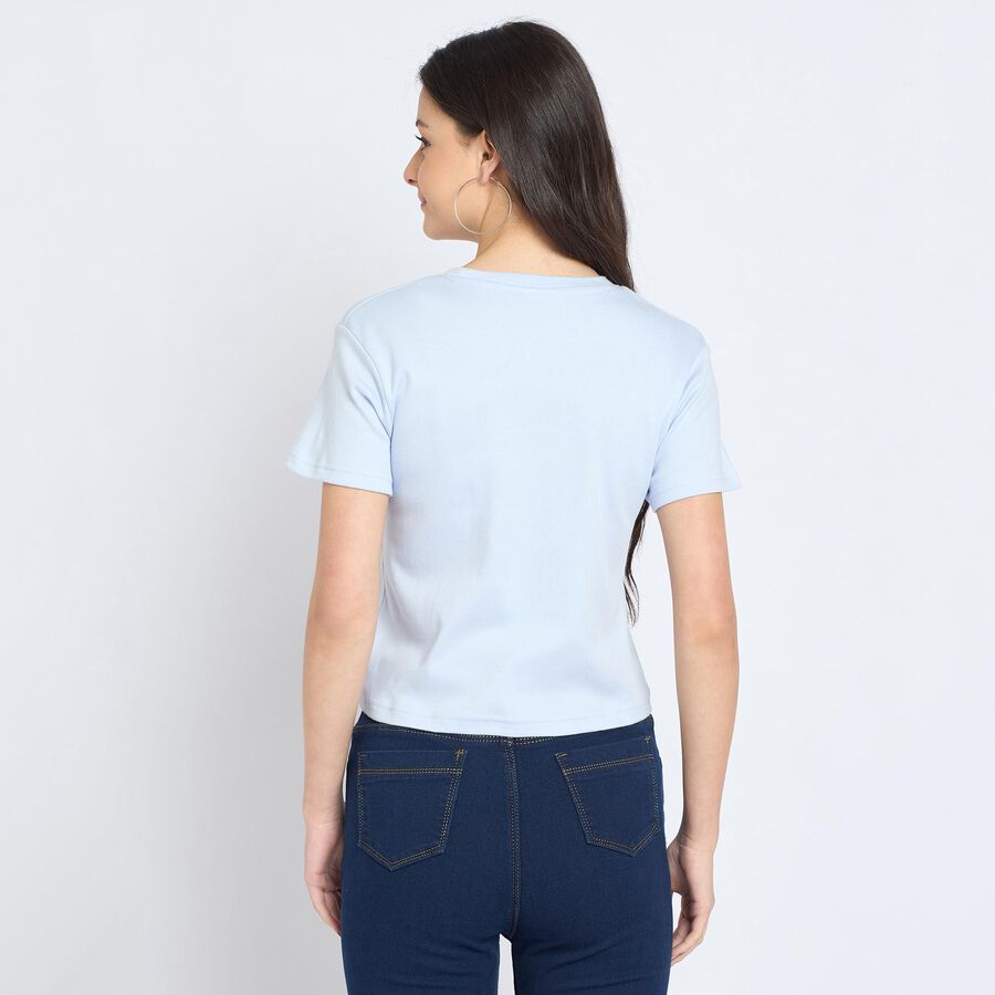 Ladies' 100% Cotton Crop  Top, Blue, large